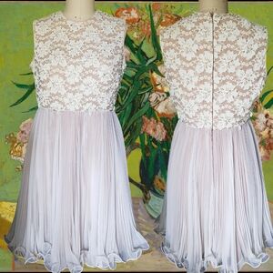 Vintage 1960's Jack Bryan beaded lace pleated dress medium 8